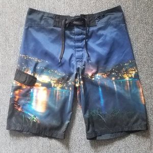 Mossimo City Skyline Board Shorts Blue Mens cargo